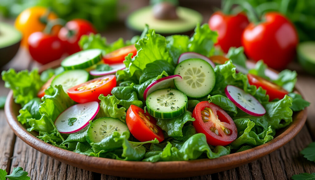 découvrez comment réaliser une salade verte délicieuse et colorée avec des ingrédients frais et variés. apprenez à mélanger légumes croquants, herbes aromatiques et garnitures savoureuses pour un plat sain et plein de saveurs.