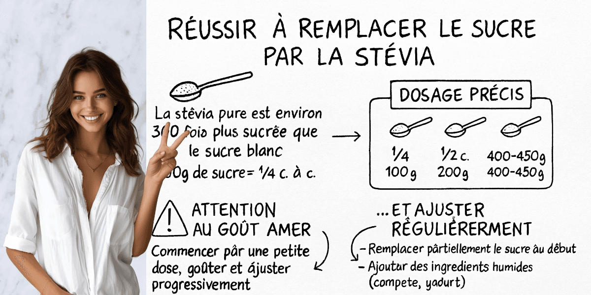Combien de stevia pour 100g de sucre ? 4 RĂ©sumĂ© visuel de lâarticle