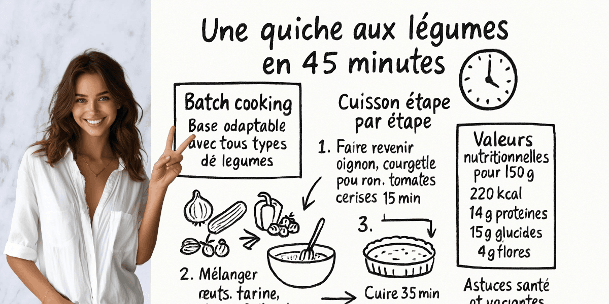 Quiche aux légumes sans pâte : légère, rapide et idéale pour le batch cooking 4 Résumé visuel de l’article