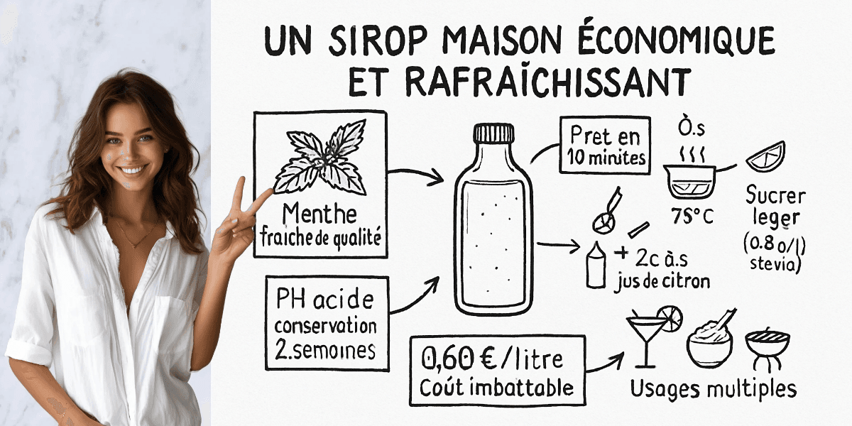 Recette sirop de menthe sans sucre : fraĂźcheur zĂ©ro culpabilitĂ© en 5 Ă©tapes 4 RĂ©sumĂ© visuel de lâarticle