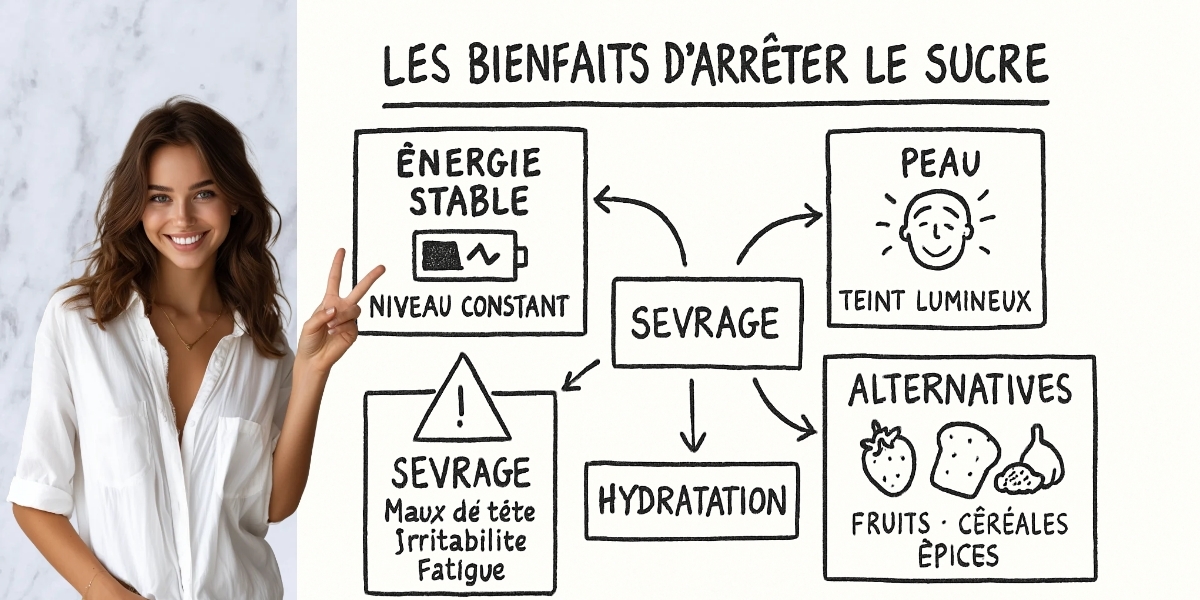 Quels sont les effets de l'arrĂȘt du sucre ? 4 RĂ©sumĂ© visuel de lâarticle