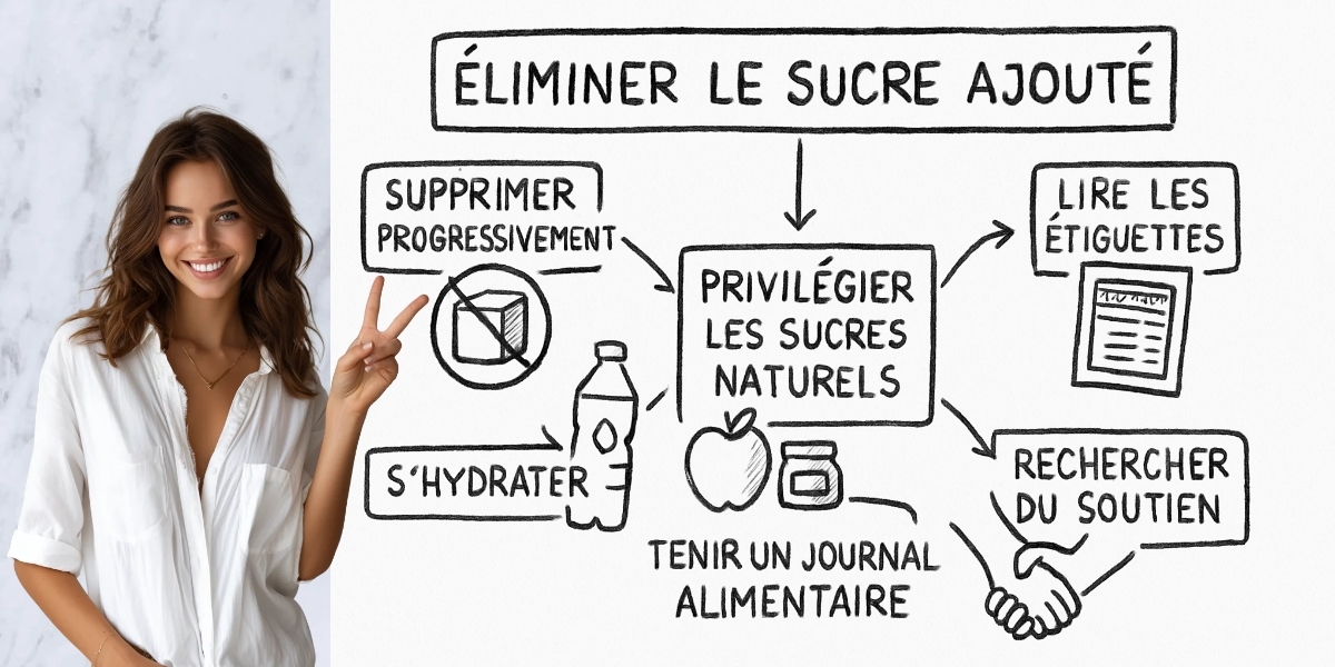 Comment arrĂȘter le sucre petit Ă petit ? 4 RĂ©sumĂ© visuel de lâarticle
