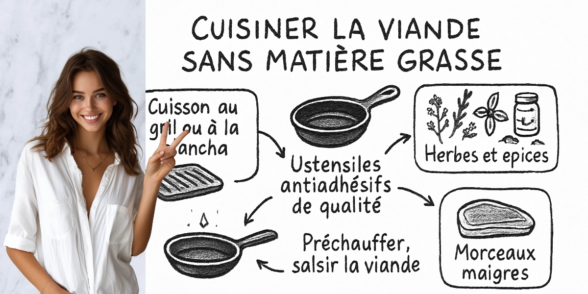 Comment cuire de la viande sans matière grasse 4 Résumé visuel de l’article