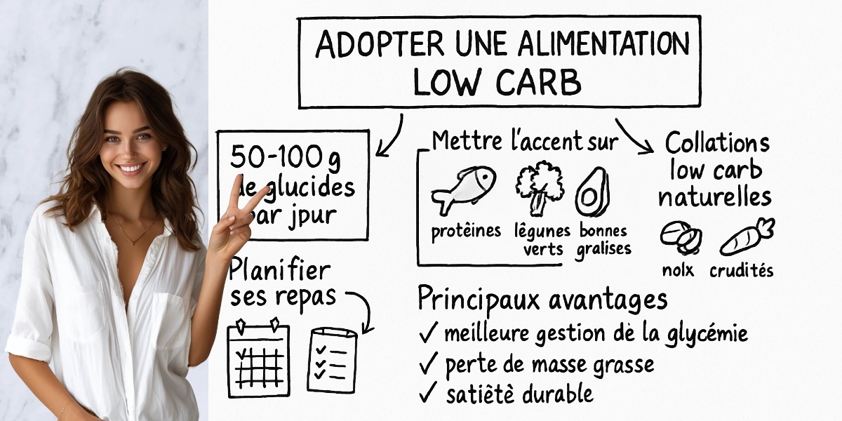 Comment Manger Low Carb : Guide Pratique pour Réduire les Glucides 4 Résumé visuel de l’article