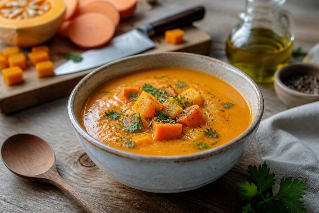 découvrez notre recette de soupe potimarron patate douce, une délicieuse préparation facile et rapide pour un repas réconfortant et savoureux.